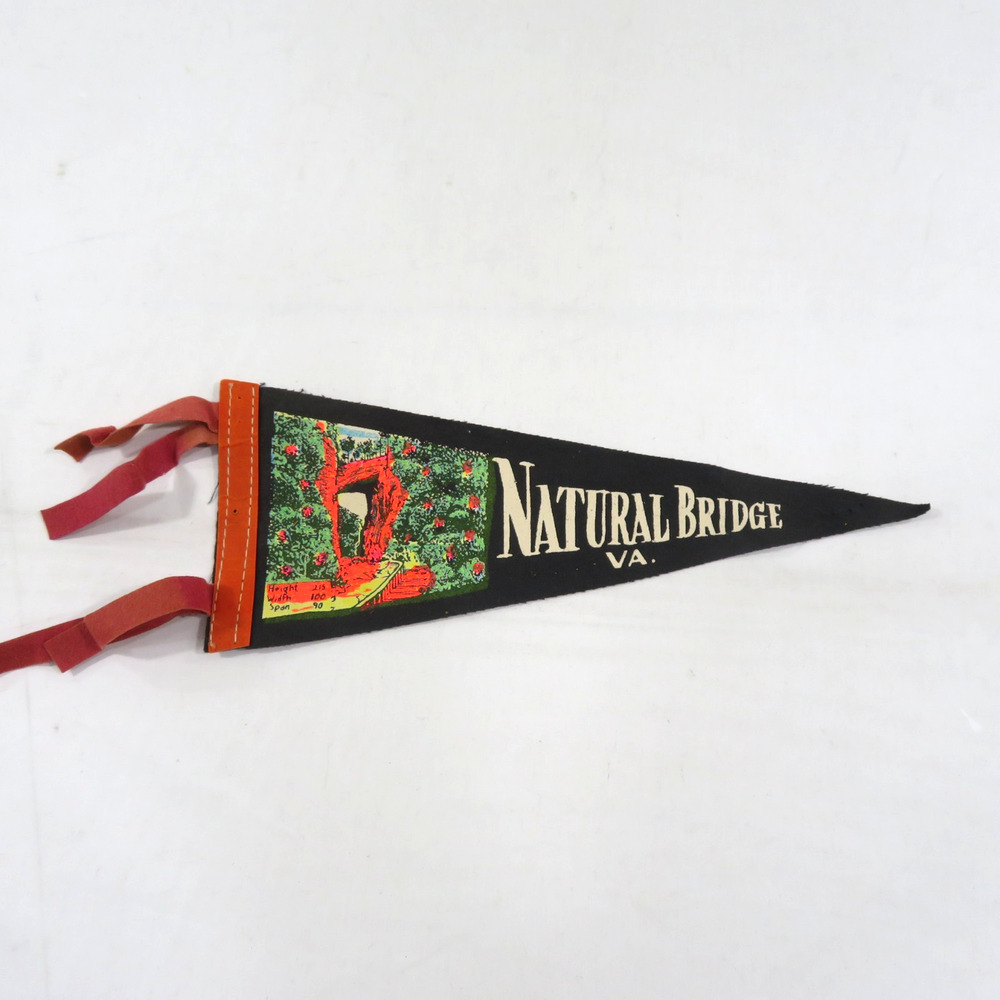Virginia Natural Bridge Landscape Graphic Red Black Green Pennant 12x4.5
